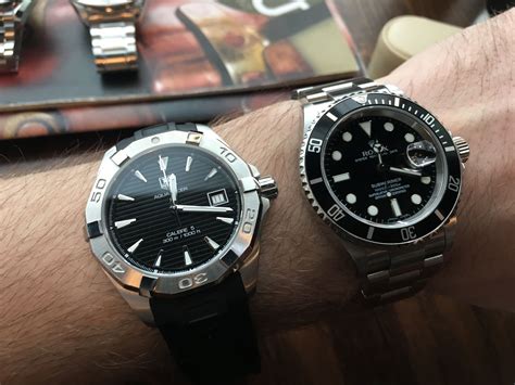 rolex submariner vs tag heuer aquaracer|tag heuer caliber 5 review.